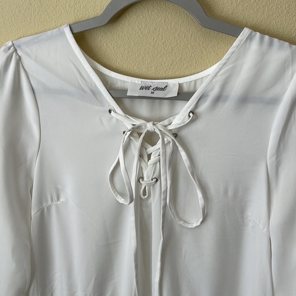 ✨SOLD✨Wet Seal Sheer White Long Sleeve Dress - Picture 3 of 6